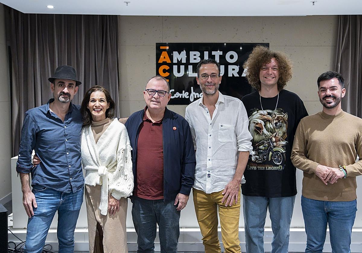 De izquierda a derecha, Yul Ballesteros, Lorena del Rosario, Miguel Cedrés, Lisandro Rodríguez, Javier Auserón y Tomás Galván.