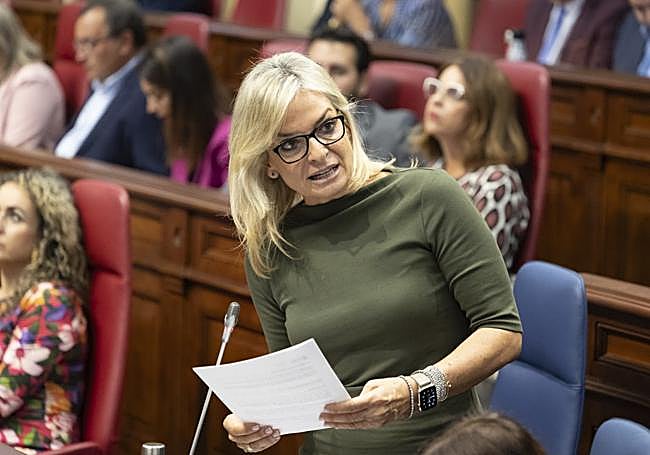 Esther Monzón, consejera regional de Sanidad, en el Parlamento.