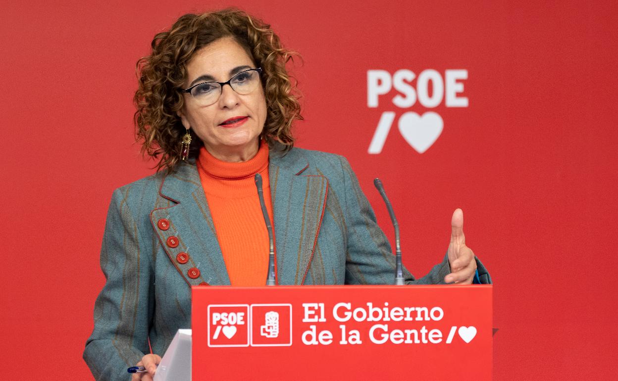 La número dos del PSOE, María Jesús Montero, este viernes en la sede del partido