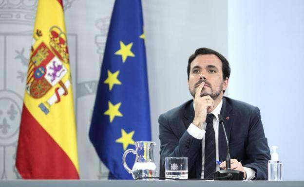 Alberto Garzón, ministro de Consumo, en una comparecencia tras un Consejo de Ministros.