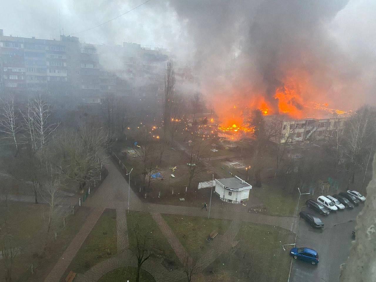 Imagen publicada en los medios ucranianos sobre la zona donde ha ocurrido el accidente, que ha provocado un incendio