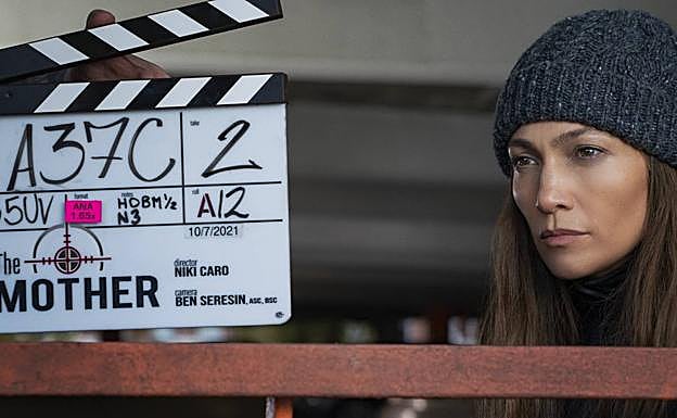 La actriz, en uno de los momentos del rodaje. 