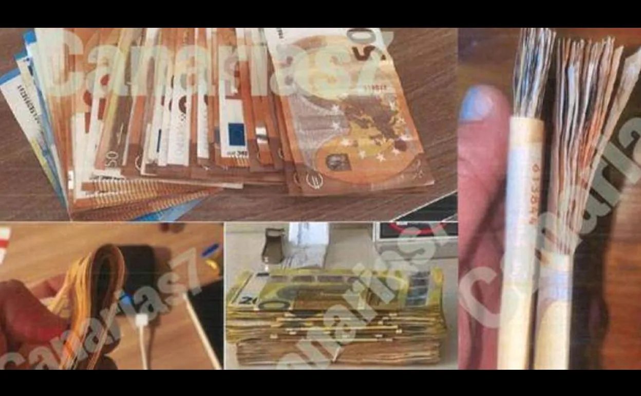 Imagen de algunos de los fajos de billetes que, presuntamente, habían recibido los investigados por parte de empresarios. 