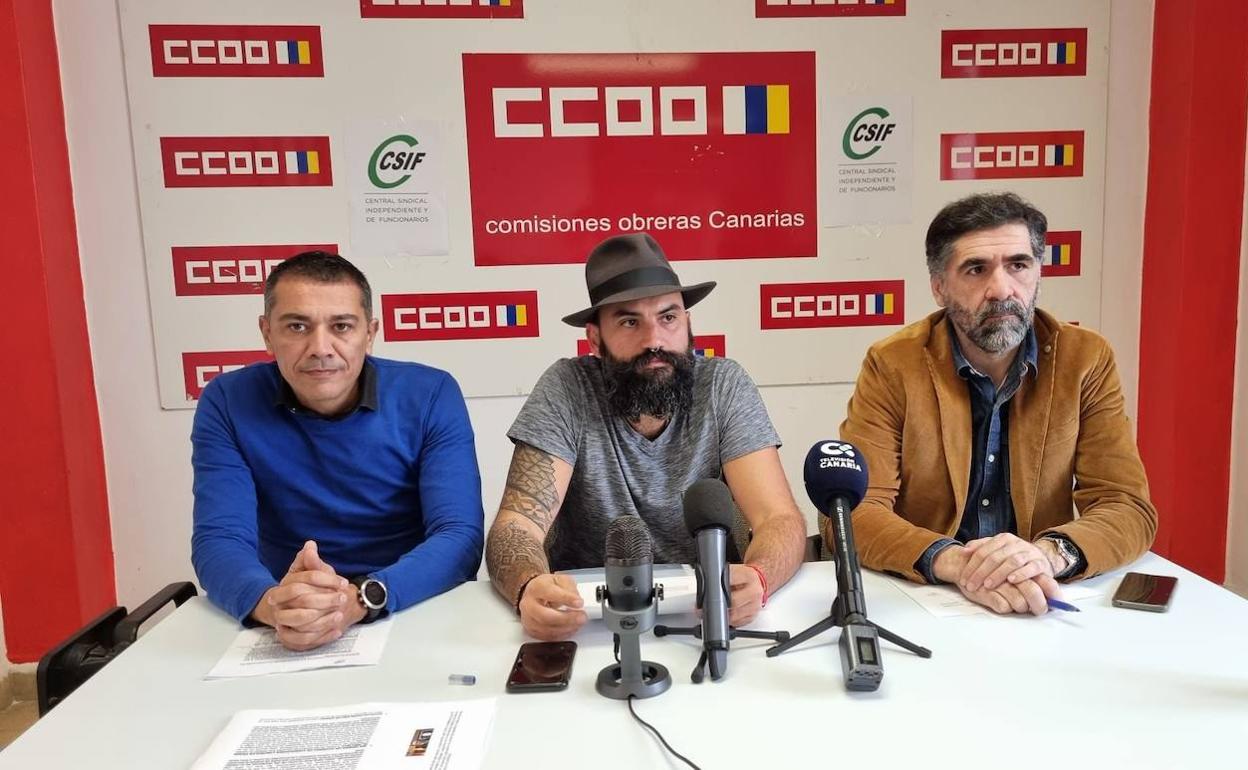 Un momento de la rueda de prensa ofrecida por la Junta de Personal del Consorcio de Emergencias. 