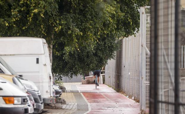 Imagen principal - Critican la falta de poda, la reposicion de los bancos y la bifurcación del carril bici por una torreta. 