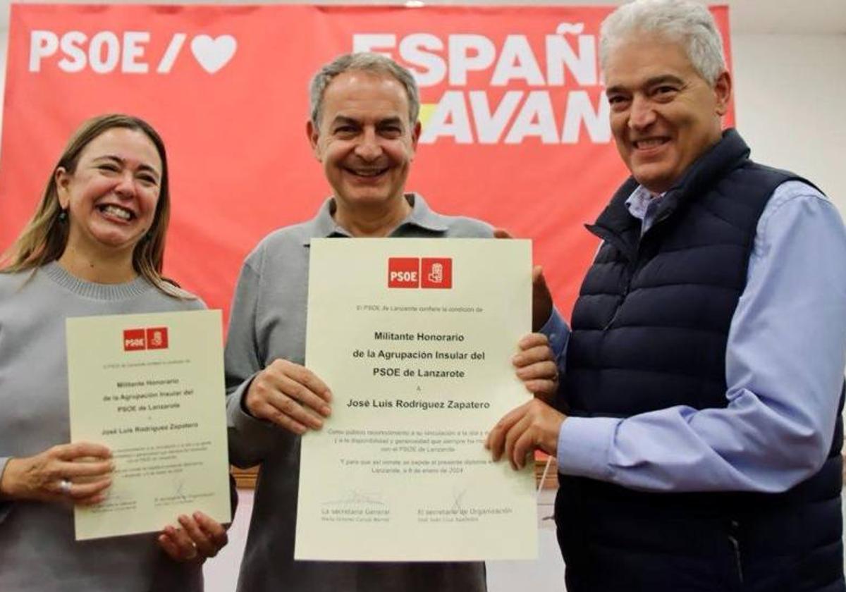 El PSOE de Lanzarote confiere la condición de miembro honorario a José Luis Rodríguez Zapatero