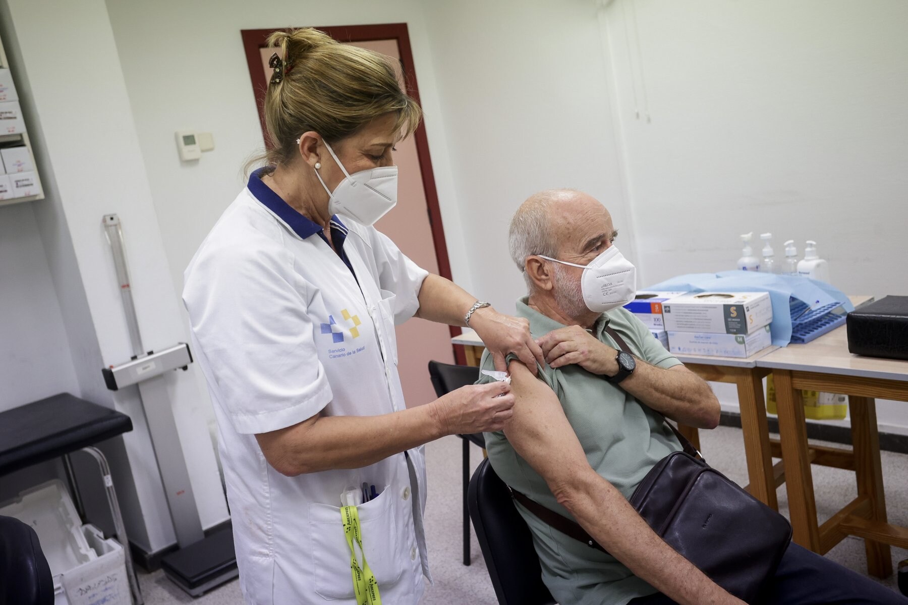 Imagen tomada el primer día de la campaña de la vacunación contra la gripe el pasado mes de octubre en la capital grancanaria.