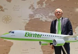 El presidente de Binter Canarias, Rodolfo Núñez, esta semana en la sede de la aerolínea en el polígono de Melenara.