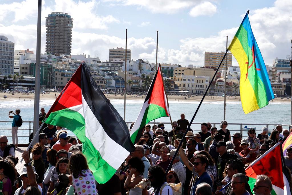 Así fue la manifestación en la capital grancanaria a favor de Palestina