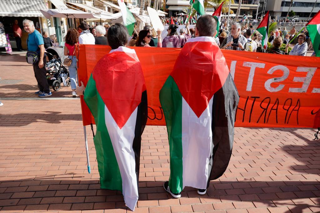 Así fue la manifestación en la capital grancanaria a favor de Palestina