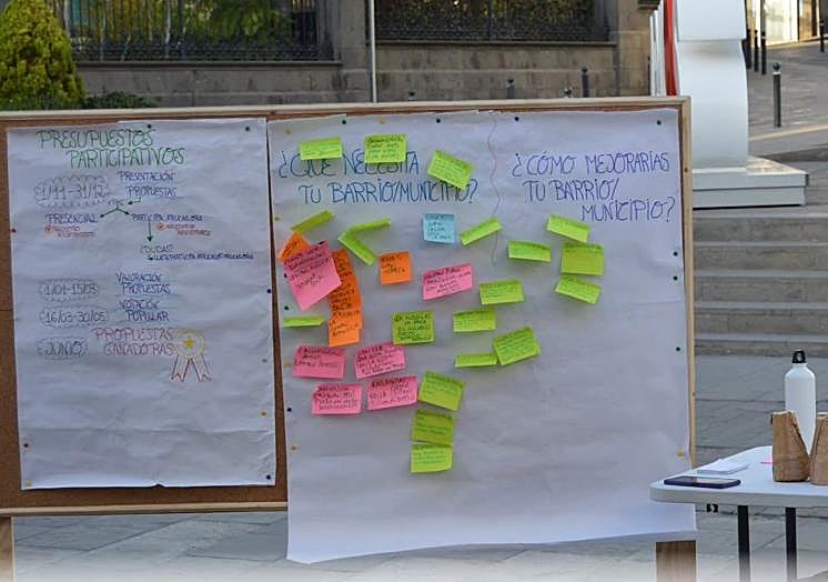 Imagen de un tablón de trabajo con las ideas que salen de los encuentros en los barrios.
