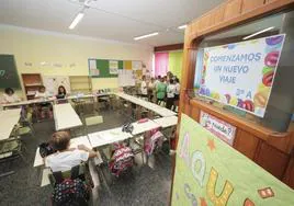 Imagen tomada en septiembre en el inicio del presente curso escolar en el colegio Agustín Hernández Díaz en el municipio de Moya.