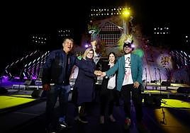 Alberto Trujillo, Inmaculada Medina, Carolina Darias y Josué Quevedo en su visita al escenario de Belén María