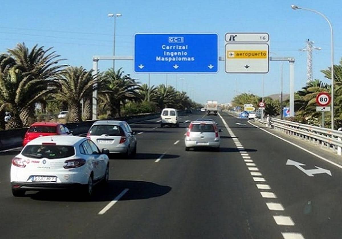 Autopista GC-1, a la altura del aeropuerto de Gran Canaria.