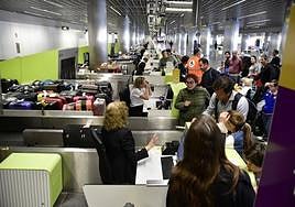 Imagen de la huelga de 'handling' en el aeropeurto de Gran Canaria.