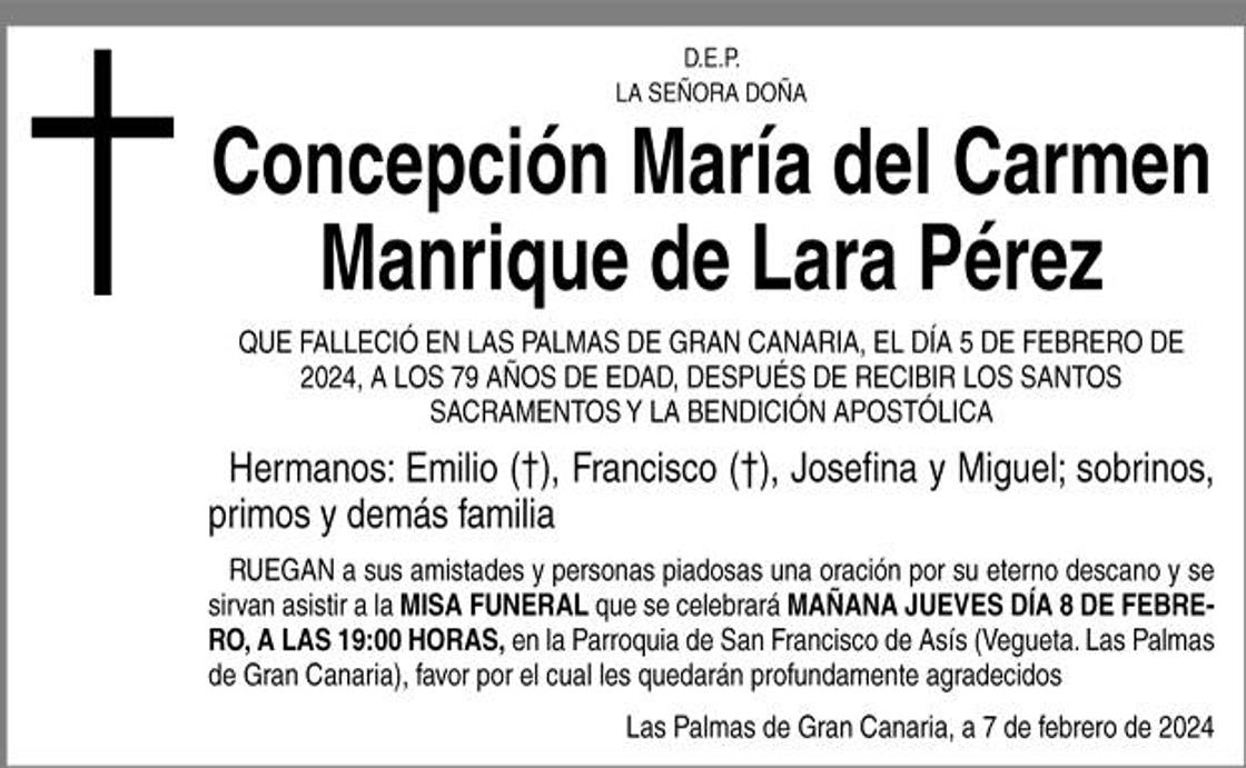 Concepción María del Carmen Manrique de Lara Pérez