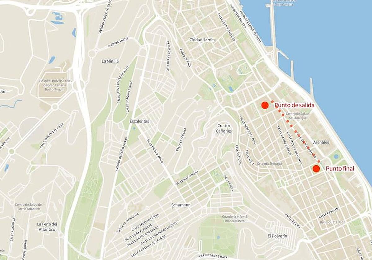 Imagen del recorrido que seguirá la tractorada.