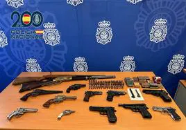 Armas incautadas por la Policía Nacional.