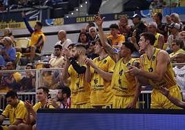 Imagen del banquillo del Granca en un partido de la fase de grupos de la Eurocup.