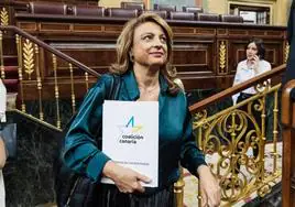 La diputada de CC, Cristina Valido, a su llegada a un pleno del Congreso.