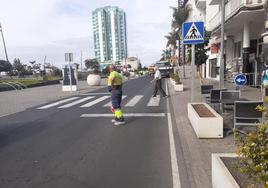 Profesionales en una obra en Arrecife.