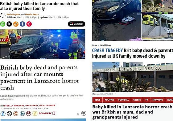 La prensa británica se hizo eco de la noticia del atropello mortal en Playa Blanca.