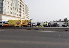 Atención al motociclista accidentando este lunes en Arrecife.