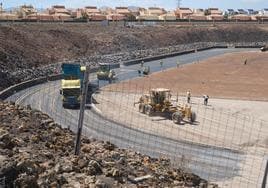 Estado actual de las obras en la parte alta de Corralejo, en la zona conocida como Parque Natural de Corralejo (Geafond).