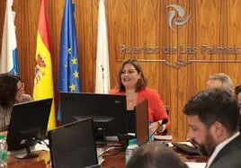 La prsidenta de la Autoridad Portuaria de Las Palmas, Beatriz Calzada, en un consejo.