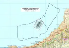 Mapa de ubicación de la granja de cultivo de lubinas en la costa de La Aldea de San Nicolás.