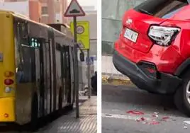 Susto en una guagua municipal tras chocar con un coche aparcado cerca del Auditorio