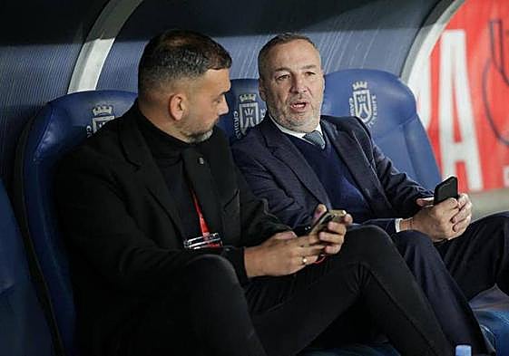 Deivid Rodríguez, junto a Ramírez, en el partido frente al Tenerife en el Heliodoro.