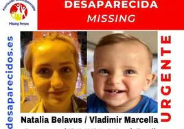 Vladimir M., el menor de 1 año desaparecido, y su madre, Natalia Belvus.