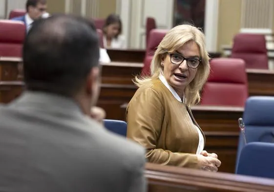 Esther Monzón, este martes durante el pleno del Parlamento de Canarias.