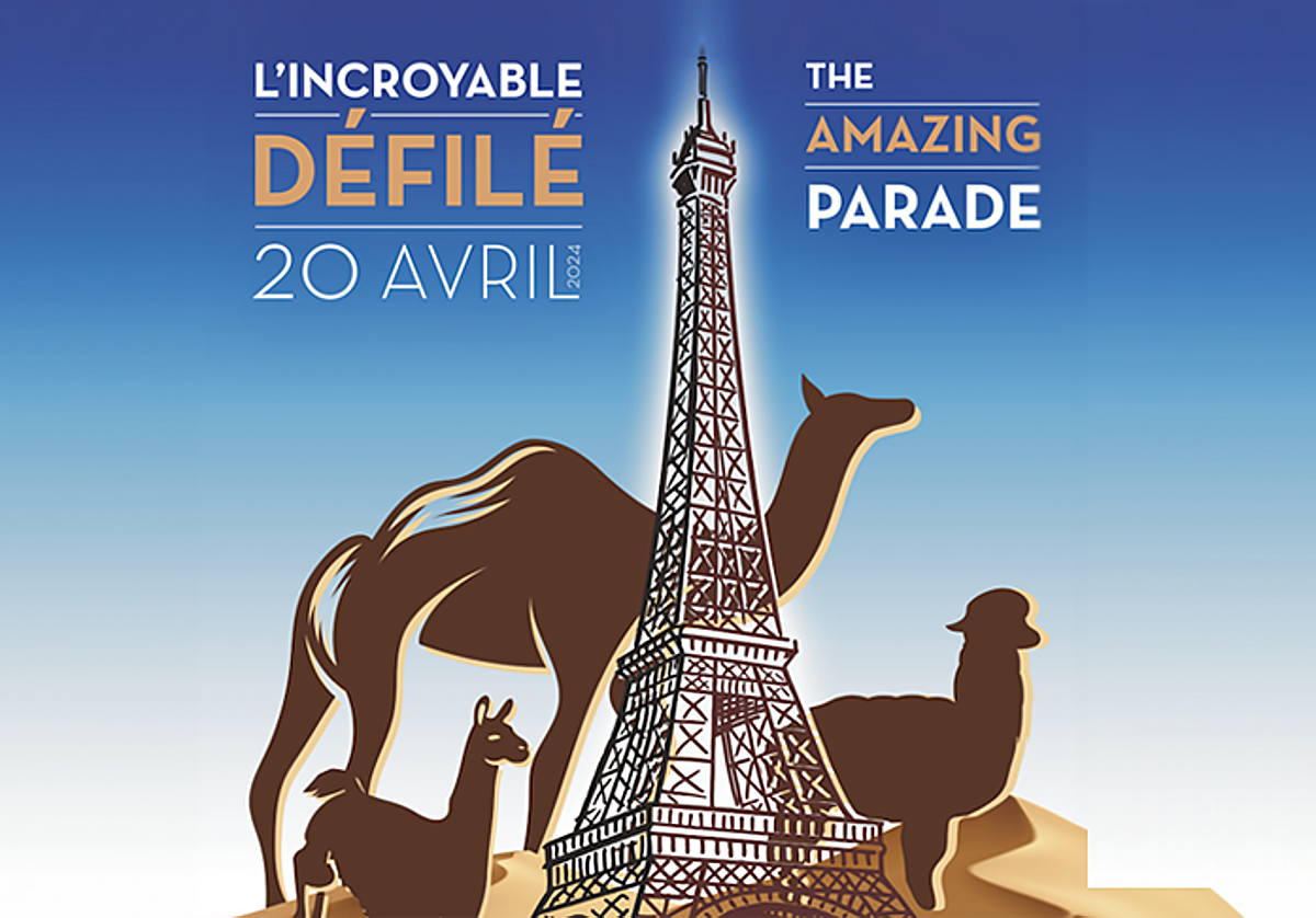 Cartel del desfile del próximo sábado, 20 de abril, por las calles de París que terminará en la sede de la Unesco.