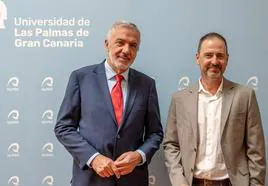 El rector de la ULPGC, Lluís Serra y el futuro nuevo gerente de la Institución, Jorge Balaguer.