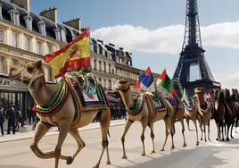 Simulación del desfile del sábado por las calles de París.