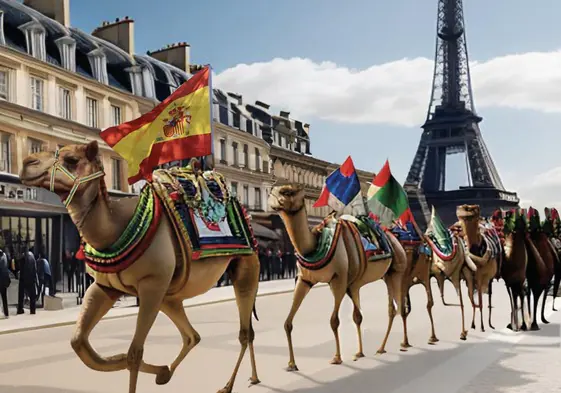 Simulación del desfile del sábado por las calles de París.
