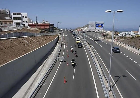 Imagen de los trabajos que se ejecutan ahora en la cuarta fase de la GC-3, en Arucas.