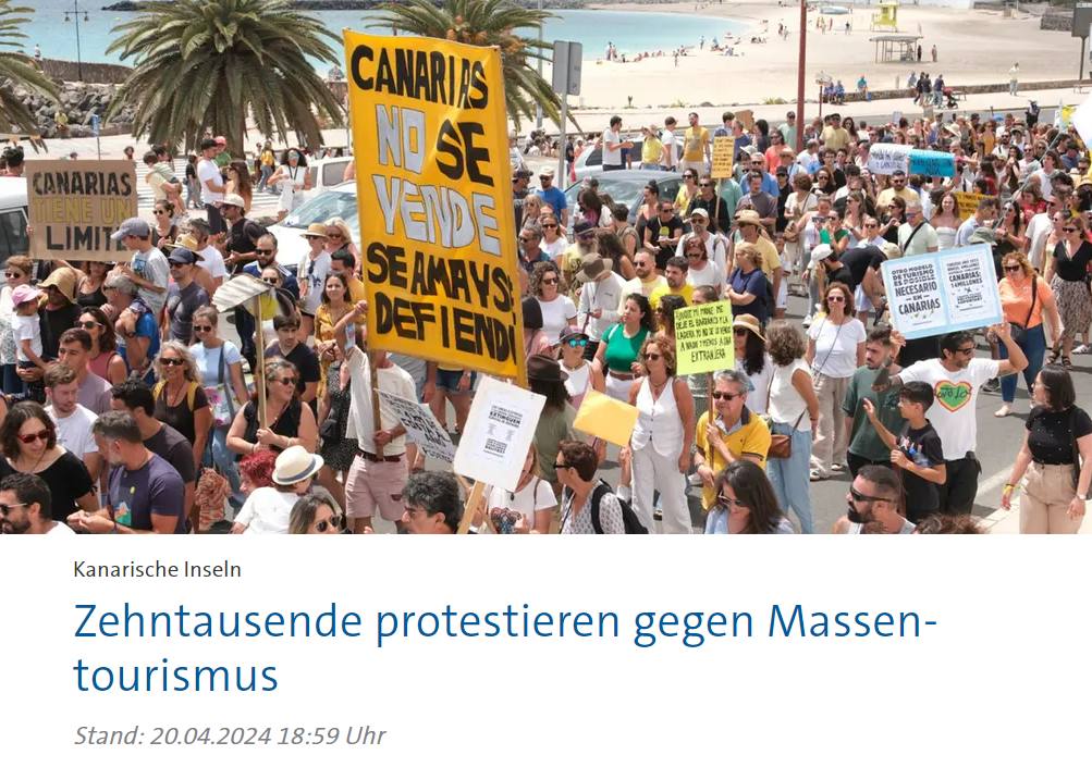 Imagen secundaria 1 - Imagen de la portada y la página del diario 'The Bild' y de la información del portal 'Tagesschau' informando de las manifestaciones del 20A en Canarias