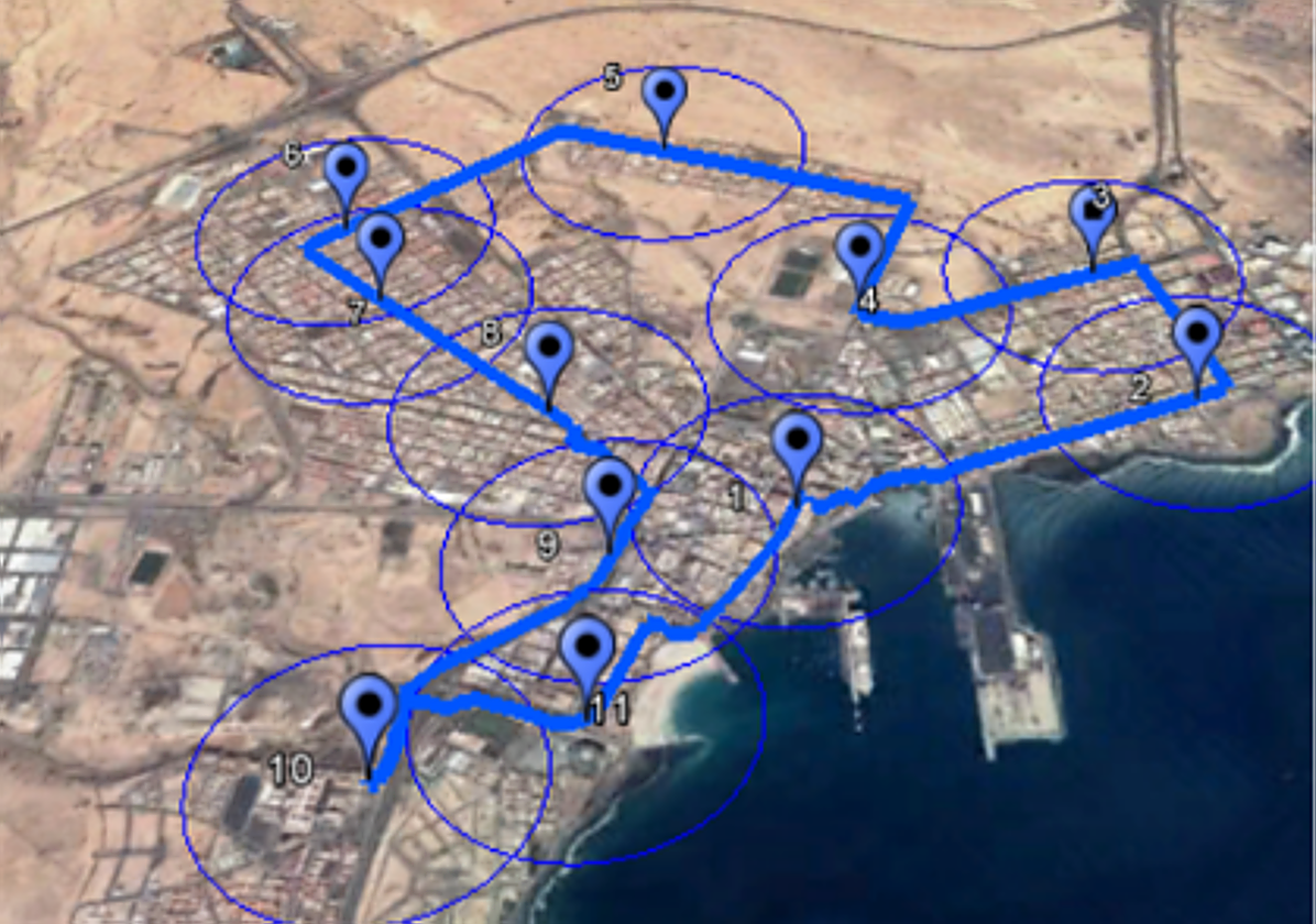 Recorrido de la guagua de la línea 2.