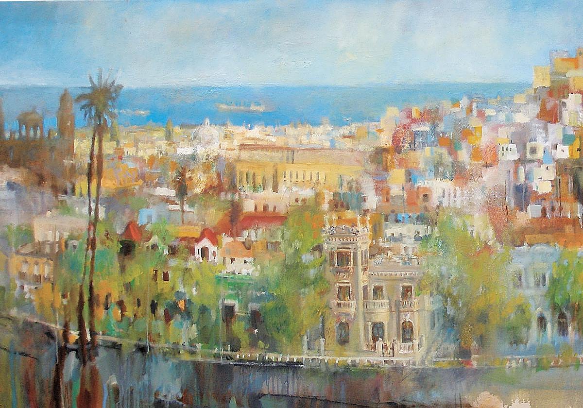 Sede Institucional de la ULPGC en la obra «FULP, panorámica del Risco de San Juan» de Ignacio Bordes.