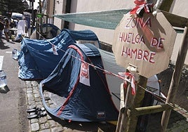 Imagen del campamento improvisado realizado por el colectivo Canarias se Agota en La Laguna.