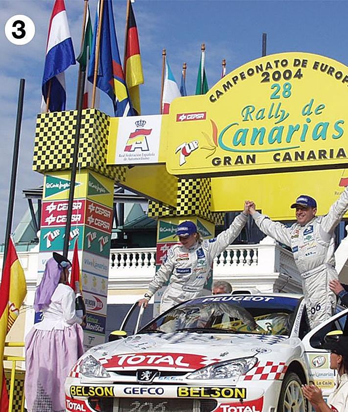 Imagen secundaria 2 - 1) Podio del año pasado, con Padrón, Bonato y Llarena.- 2) Miguel Fuster se coronó con su Clio S1600 dos décadas atrás. 3) Enrique Ojeda inscribió su nombre con su Peugeot 206 21600.