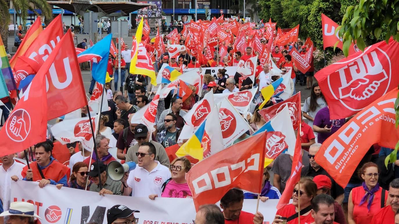La manifestación en Gran Canaria por el Día Internacional de los Trabajadores, en imágenes