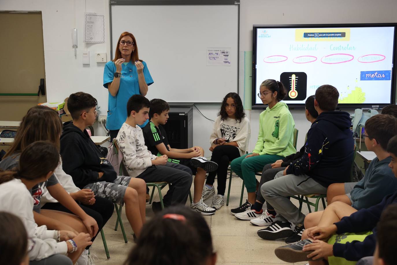 Las imágenes del trabajo de una enfermera escolar en el Ceip Roque Aguairo