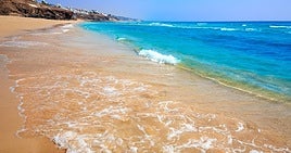 Playa de la Sebada, en Morro Jable, una de las cuatro donde, un verano más, lucirá la bandera azul.