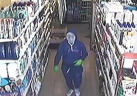 Las cámaras de seguridad captaron al joven robando en uno de los comercios.