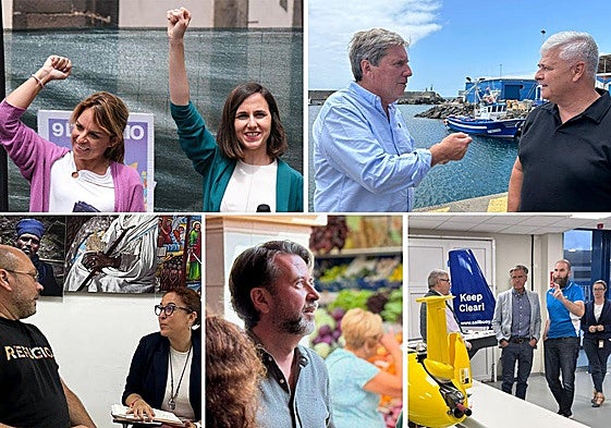 Los candidatos de Podemos, PP, NC, CC y PSOE durante el octavo día de campaña electoral.