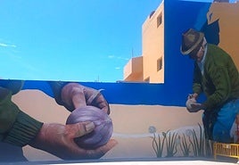 Mural en homenaje a los cebolleros en Piso Firme.
